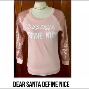 DEAR SANTA DEFINE NICE PINK SEQUINS TOP